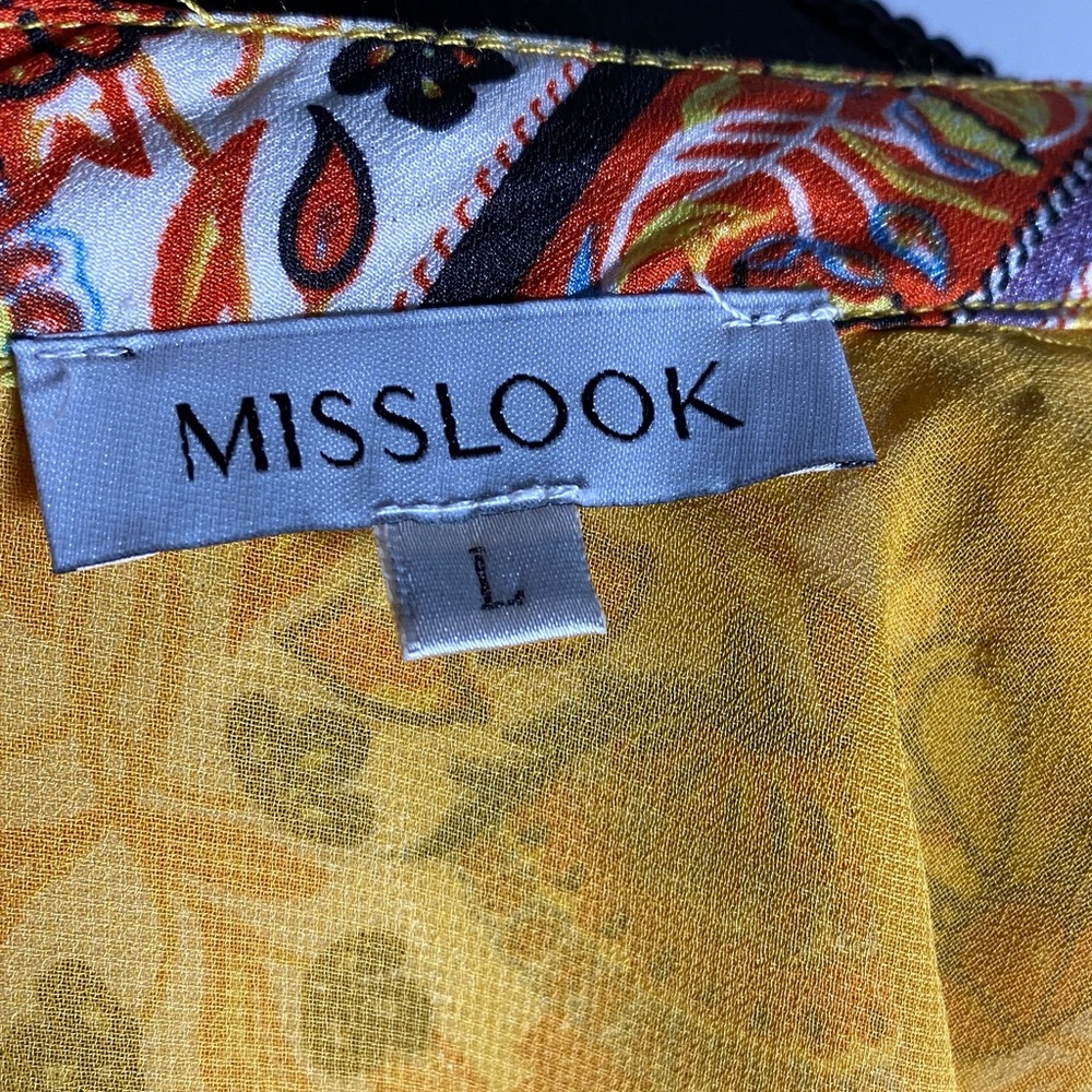 Misslook Yellow Mandala Print Beaded Neck Tunic Dress Kurta - Large - Picture 12 of 12